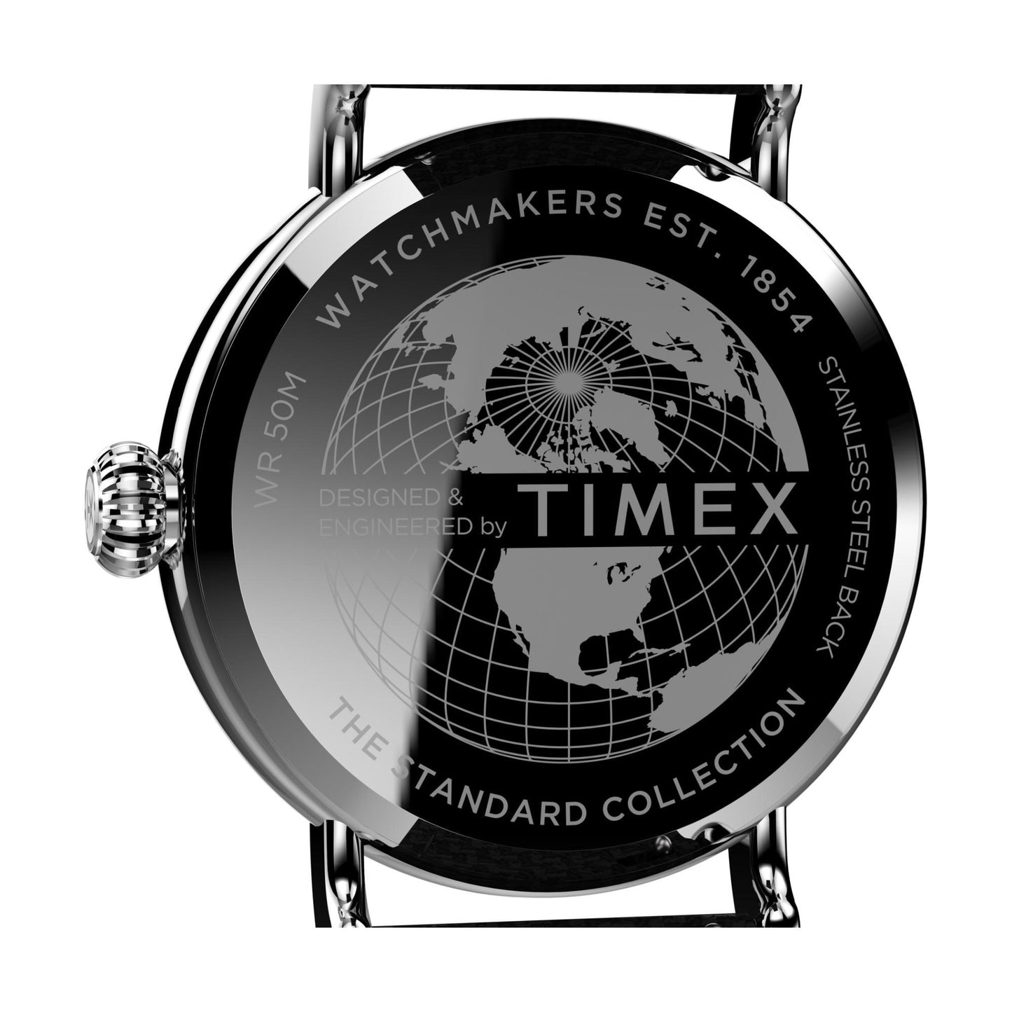 Timex Standard 40mm Silver-Tone Case Black Dial Black Fabric Leather Strap Men’s Watch